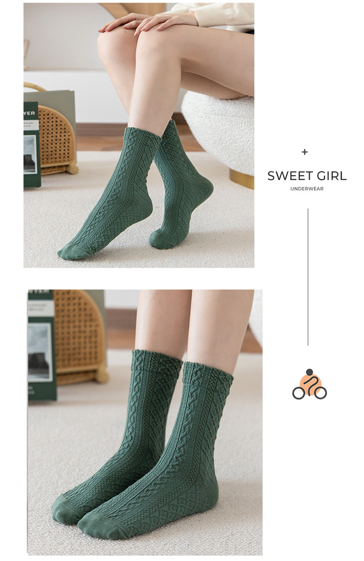 Autumn And Winter New Socks Female Mid-tube Warm Threaded Simple Mid-thickness Stockings display picture 1