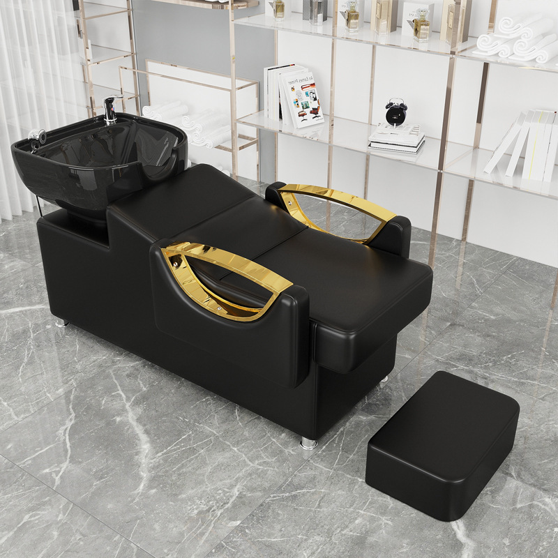 Nueva venta directa de fábrica, peluquería, cama de champú, peluquería semi-reclinada, cama de descarga, tienda de moda de celebridades de Internet, peluquería