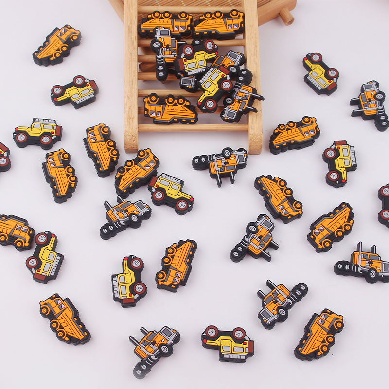 Productos creativos para bebés DIY dibujos animados de silicona coches juguetes de goma de diente para bebés molares cadena de tetas accesorios de goma de diente