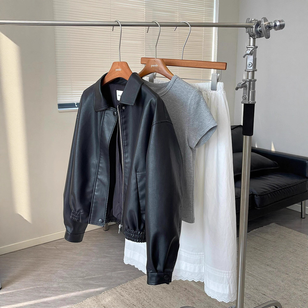 Black Leather Jacket for Women 2025 Autum New Style Short Motorcycle Cool Style Spring and Autum Pu Leather Jacket