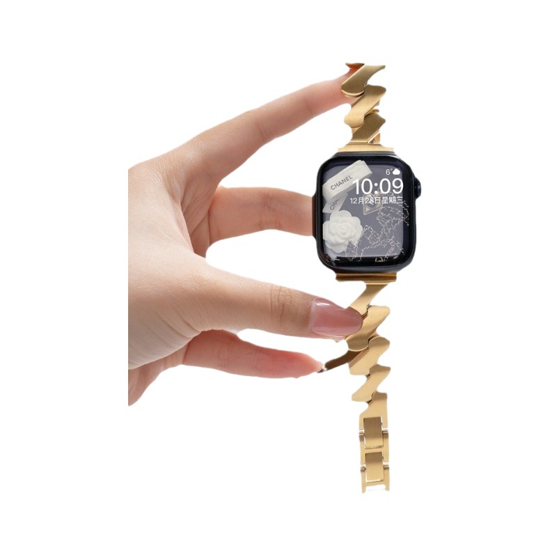 S10 Adecuado para Apple Watch Correa de metal de alta calidad patrón de onda estilo de nicho iwatch8765se para hombres y mujeres