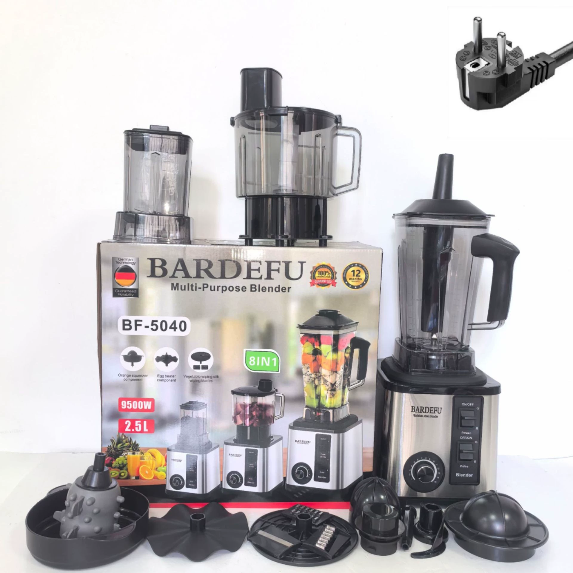 Cross-border 4L 8-in-1 blender for commercial use, stainless steel, high-power, pure copper mixer, meat grinder, crushed ice, juice extractor