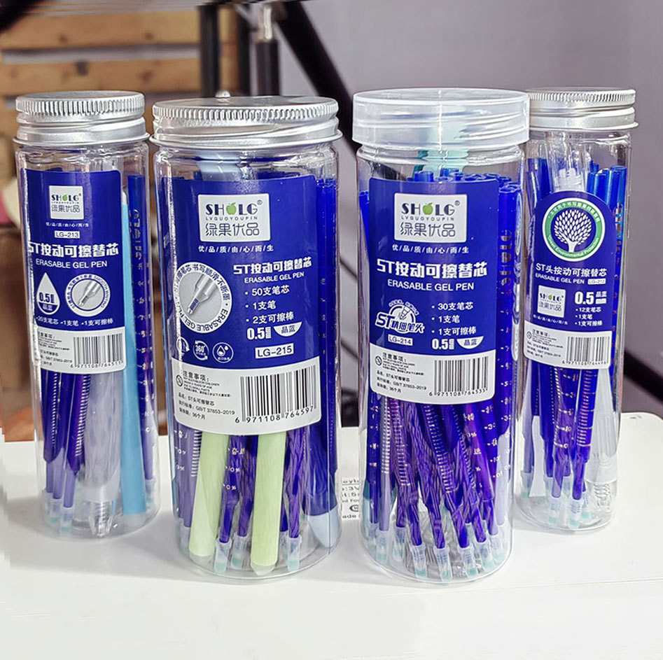 Green Fruit Push-Type Erasable Crystal Blue Scale Gel Pen Refill Set 0.5mm Crystal Blue St Pen Refill