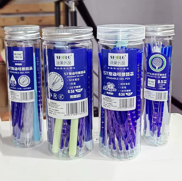 Green Fruit Push-Type Erasable Crystal Blue Scale Gel Pen Refill Set 0.5mm Crystal Blue St Pen Refill