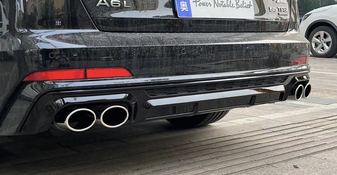 Suitable for 19-25 Audi C8A6 Modified S6 Rear Lip Four-Out Tail Throat Exhaust Rear Surround Black Warrior Kit