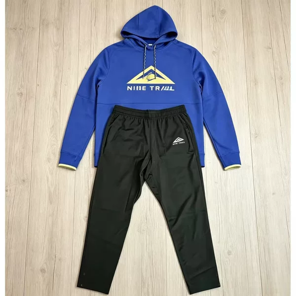26 Autumn/Winter New American Style Hooded Sweatshirt Set for Men, Outdoor Loose Fit Warm Jacket with Elastic Sports Long Pants