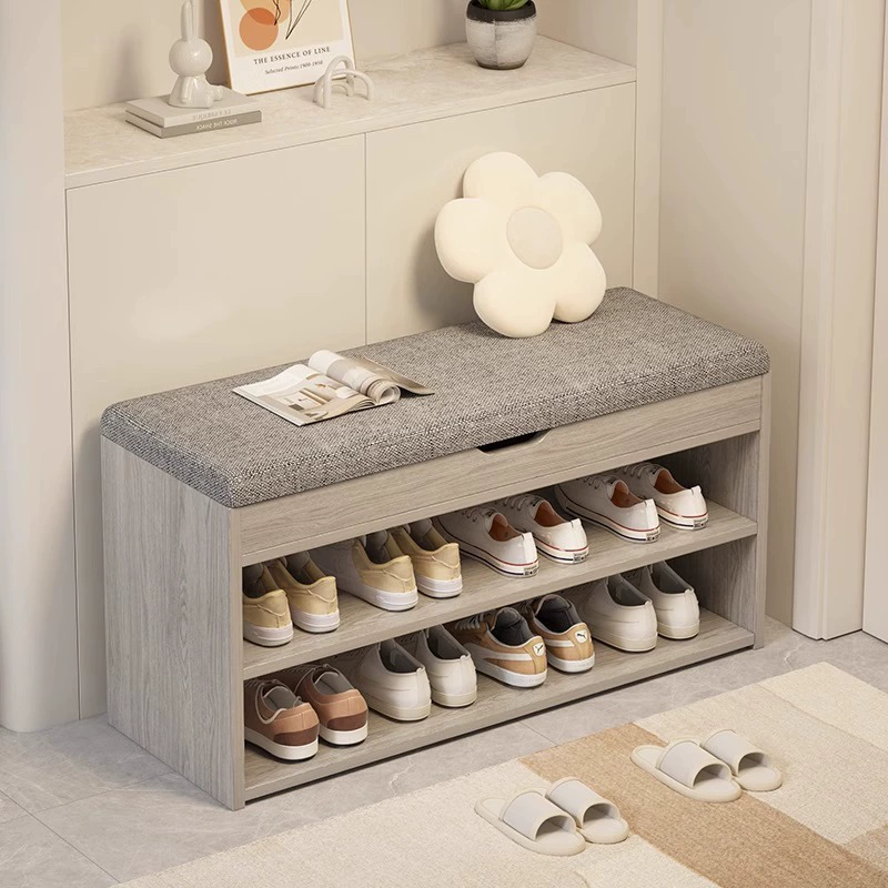 Скамейка для смены обуви с откидной крышкой, простая многослойная стильная скамейка для хранения с большой вместимостью, скамейка для хранения, диван-скамейка, скамейка для обуви, низкая скамейка.