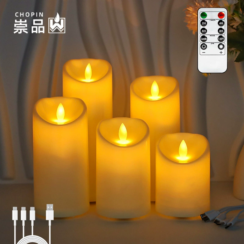 Трансграничная перезаряжаемая светодиодная электронная свеча Концерт Свадьба Рождественское украшение Атмосфера Реквизит