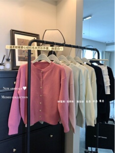 Crewneck Cardigan Knitted Sweater Coat Women's Autumn 2024 New Solid Color All-match Casual Slimming Single-breasted Top