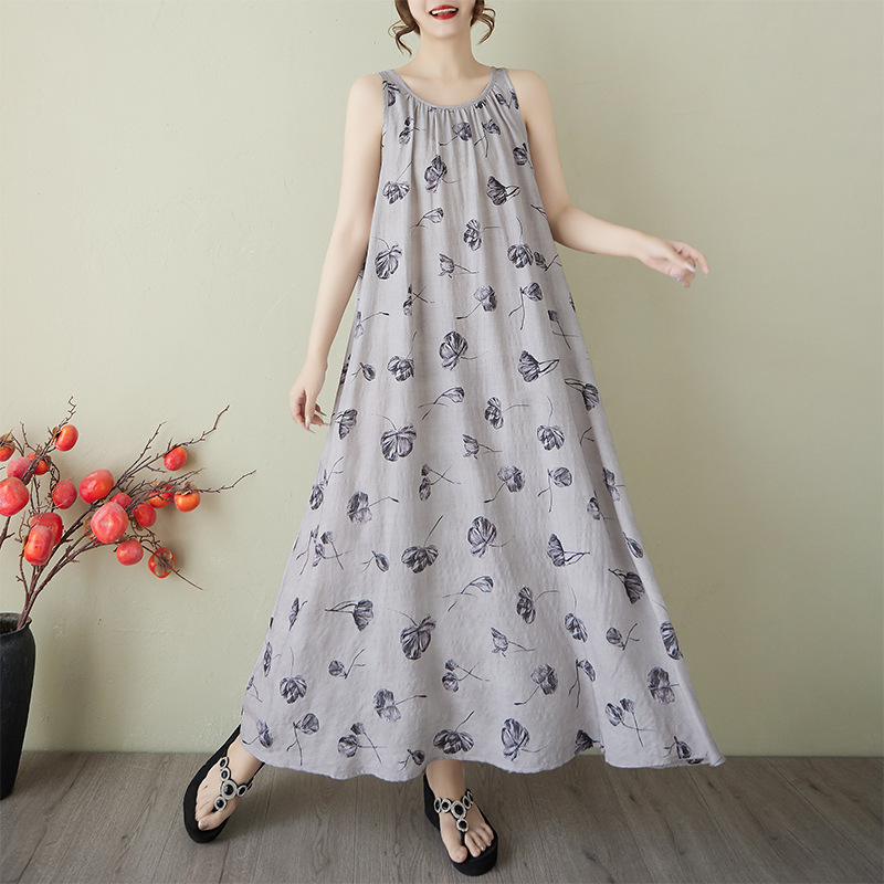 2025 New Summer Clothing Free Series Relaxed Lazy Skirt Normcore Floral Sleeveless Maxi Dress