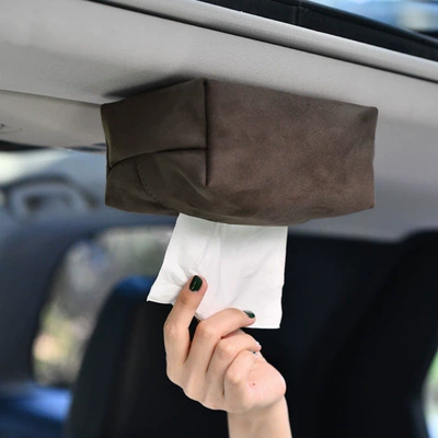 Suitable for Xiaomi Yu7 Magnetic Tissue Box, No-Installation Car-Mounted Hanging Type for Home and Car Use (Car tissue box/set) - 1711575cm-brown