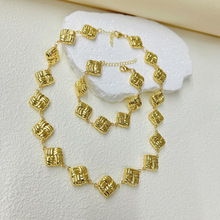 夸张立体空心星星爱心十字架雪花四叶草项链手链女轻奢不锈钢饰品