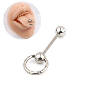 Tongue Ring Body Piercing Jewelry Ear Bridge Breast Nail Tongue Nail Titanium Steel Tongue Nail Sexy Basic Cross-Border Piercing Trend