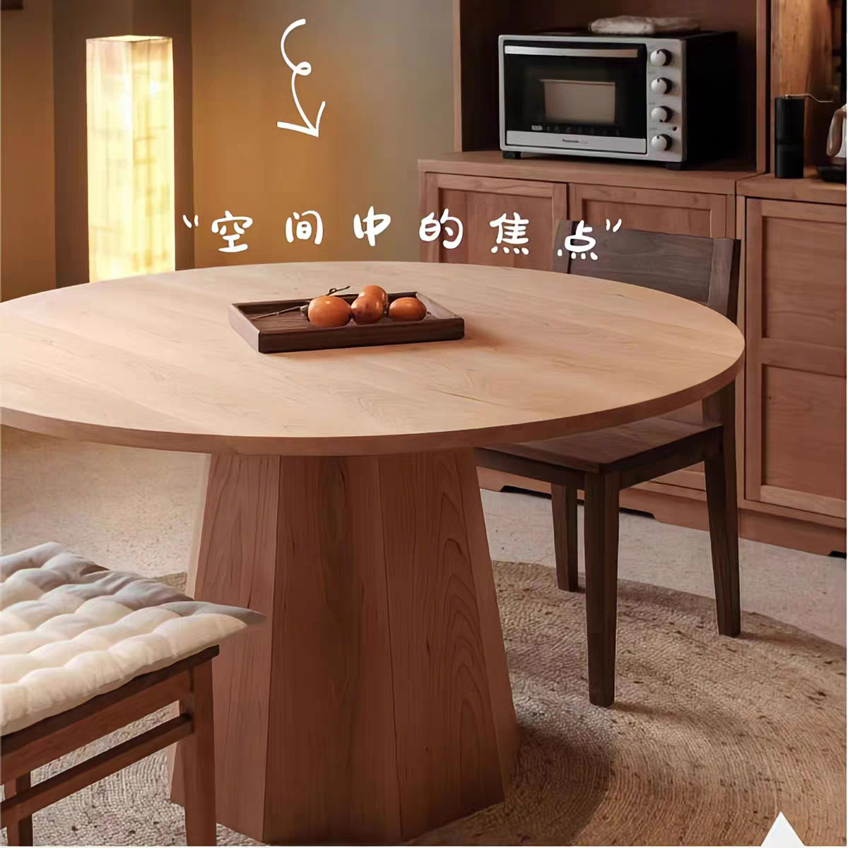 Nordic solid wood Round Table home simple negotiation table white wax small round log table leisure dining table