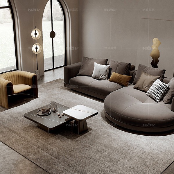 Semicircular compuesto de tela gran piso plano área de villa sala de modelo de departamento de ventas área de espera del hotel sofá compuesto de escuela