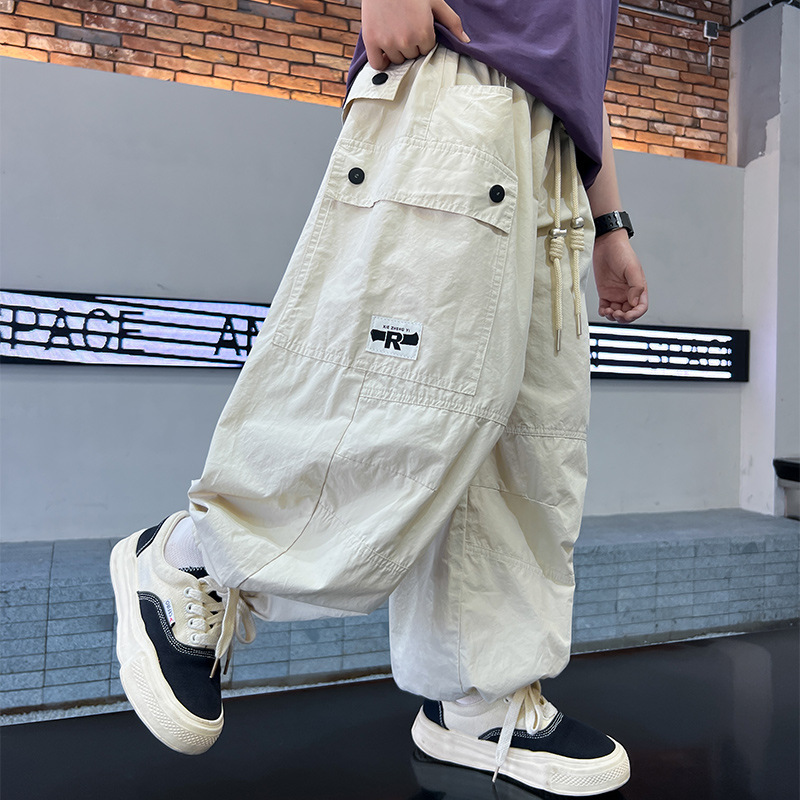 Pi Shuai Pojkar Tunna 2024 Nya Myggsäkra Mellanstorlekar Stora Barn Sommararbetsbyxor Trendiga_voghion.com