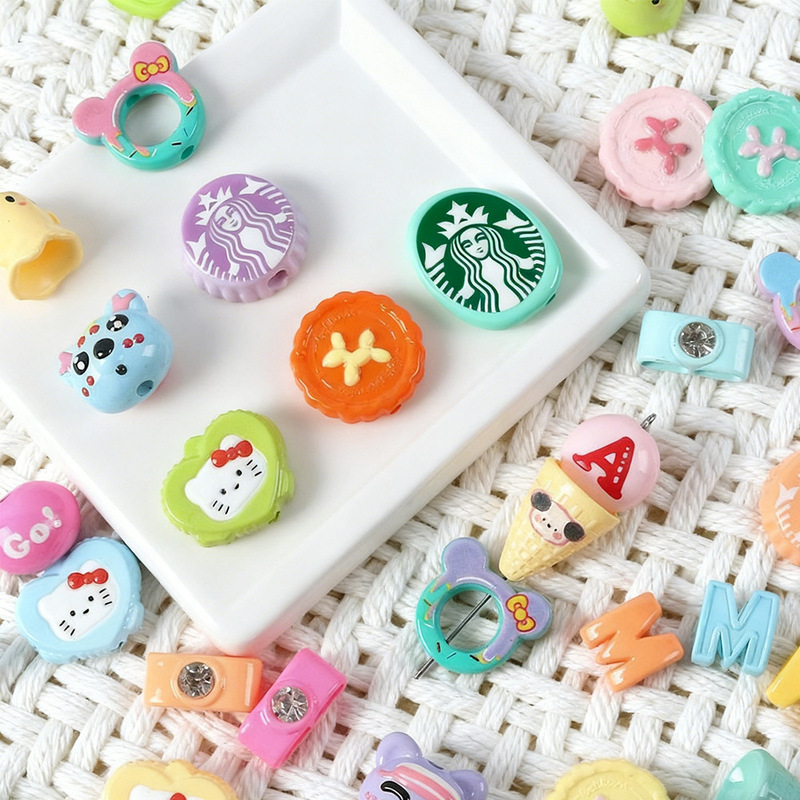 Creative DIY Jelly Bean Cone Christmas Starbucks Beaded Double-Sided Painted Beads DIY Bracelet Beading Material Accessories