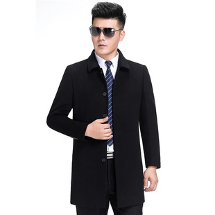 Wool Cashmere Coat Men's Casual Mid-length Thickened Counter High-end Woolen Dad Coat 2024 Middle-aged