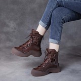 以一 Демисезонные кожаные универсальные короткие сапоги для отдыха, воловья кожа, мягкая подошва