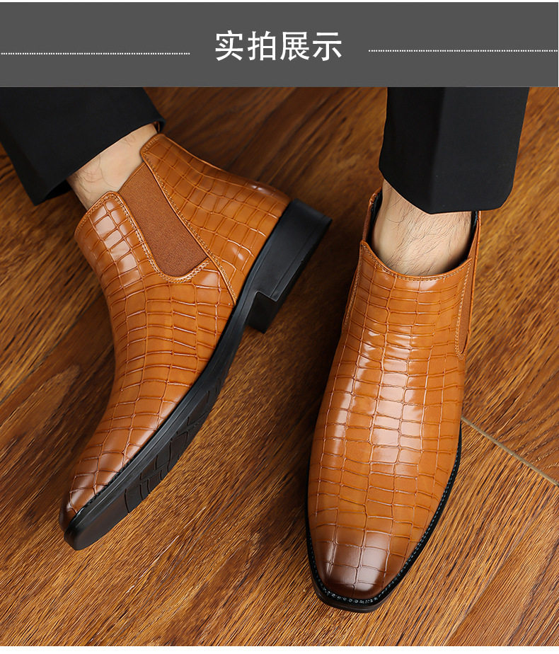 Bốt Martin nam cổ thấp phong cách retro, mũi nhọn, gót 6–8 cm, cỡ lớn — z6066 màu nâu, z6066 đen chi tiết 13