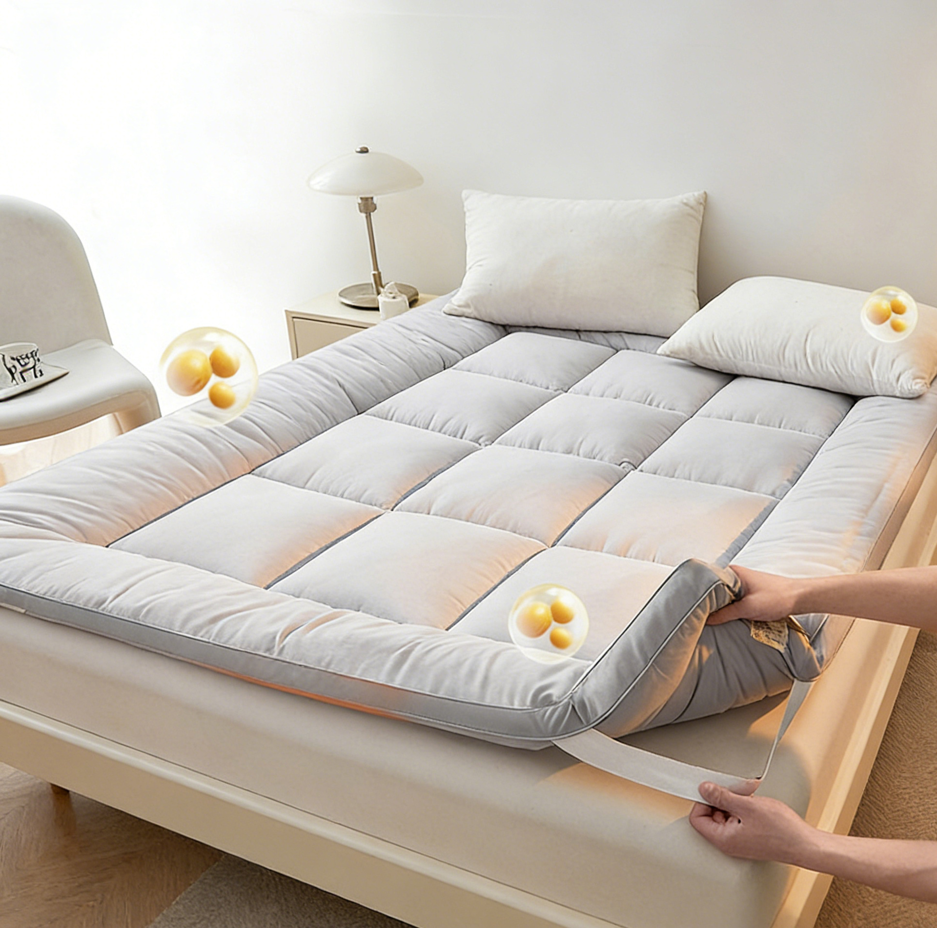 【A급 입체 누빔】 회색, 두께 약 3cm - 콩 스타일