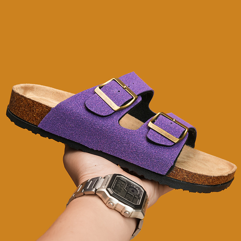 Pareja de zapatillas de corcho, zapatillas casuales y cómodas para mujeres, zapatillas frías para hombres, zapatillas de moda transfronterizas