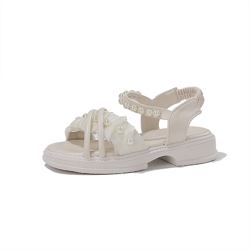 Sandalias de niñas 2026 verano nuevo estilo de moda para niños grandes zapatos de playa de perla plana princesa zapatos zapatos image 6