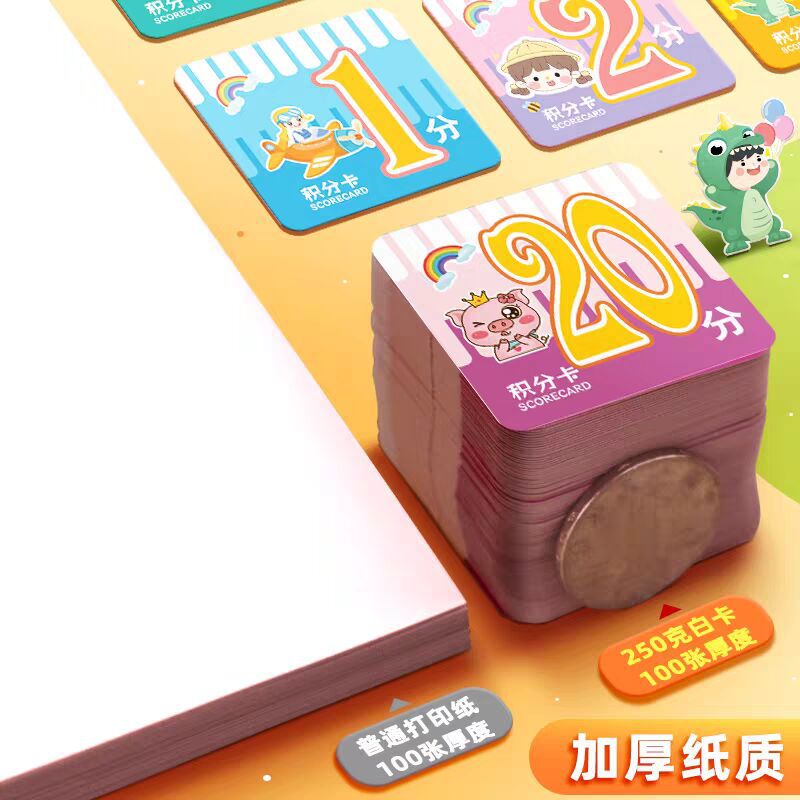 Tarjetas de crédito para niños elogiando 1 punto 10 puntos 5 puntos Aula de estudiantes primarios alienta a los niños a aprender monedas de crédito al por mayor