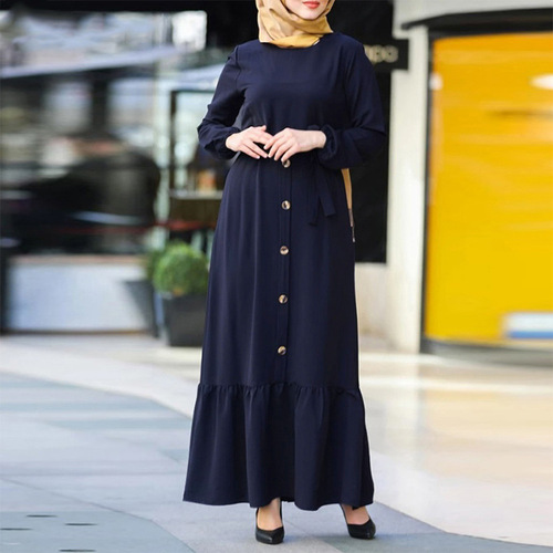 ((4 Color Qi))) New national style Spring and Autumn literary temperament women's dress pullover round neck large swing jumpsuit long dress