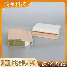 聚氨酯封边岩棉夹芯板平整度高规格齐全钢结构厂房外墙1000平起订