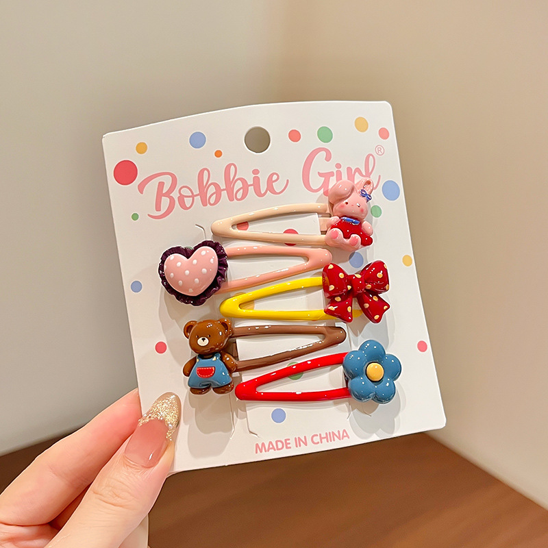F9048-7#love flower bb clip five-piece set