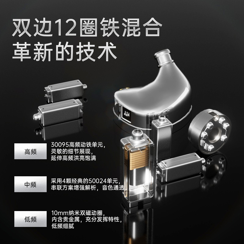 ND X12 anillo de hierro de doce unidad en la oreja con cable auricular móvil hierro tapones para los oídos HIFI heavy Bass metal de alta fidelidad