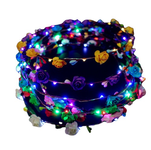 Luminous Garland Colorful Rattan Headwear LED Light Concert Headband Children's Street Stall Night Market Luminous Toys Wholesale