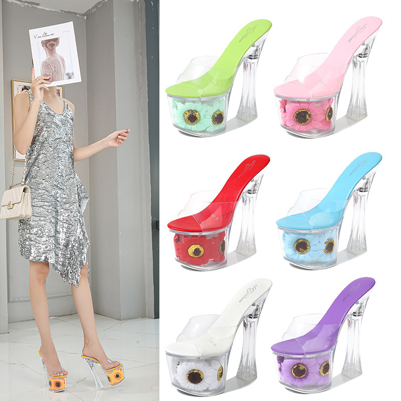 10367-25 Sexy High-Heeled Shoes, Sunflower Chunky Heels, Thin Heels, Waterproof Platform Slippers, Transparent Crystal Shoes, Wedding Shoes 10367-25 Sexy High-Heeled Shoes, Sunflower Chunky Heels, Thin Heels, Waterproof Platform Slippers, Transparent Crystal Shoes, Wedding Shoes