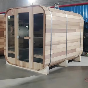 Traditional Design Sauna Large Space 4-8 People Square Outdoor Steam Sauna with Wood Burning Stove