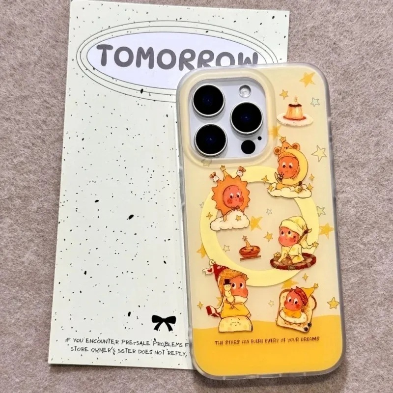 Cartoon Pattern Magnetic Attraction Cartoon Spraying Cartoon Style Cute Phone Cases Phone Accessories