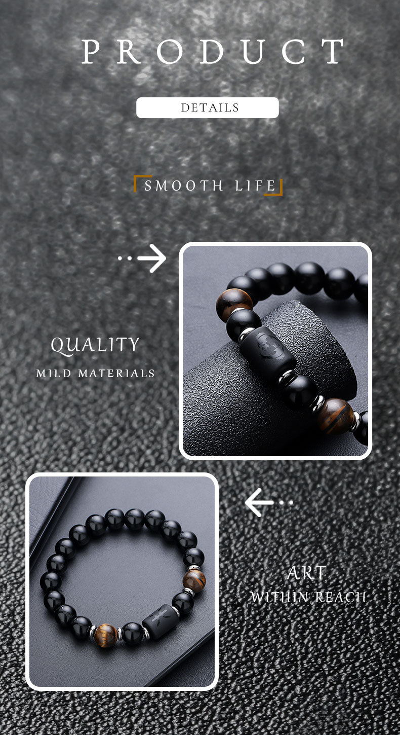 23g Weight Bracelets Classification Titanium Steel Chain Material Beaded Chain Chain Type 1 Piece Quantity Holiday, Daily Occasion Titanium Steel Material Constellation Pattern All Seasons Season Men's Gender Plating Design Vintage Style, Simple Style Style Vintage Style Simple Style Constellation Titanium Steel Plating Men's Bracelets Men Beaded Bracelets 1