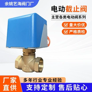 黄铜电动截止式二通阀220V两线常闭加厚阀体暖通专用自动阀门开关