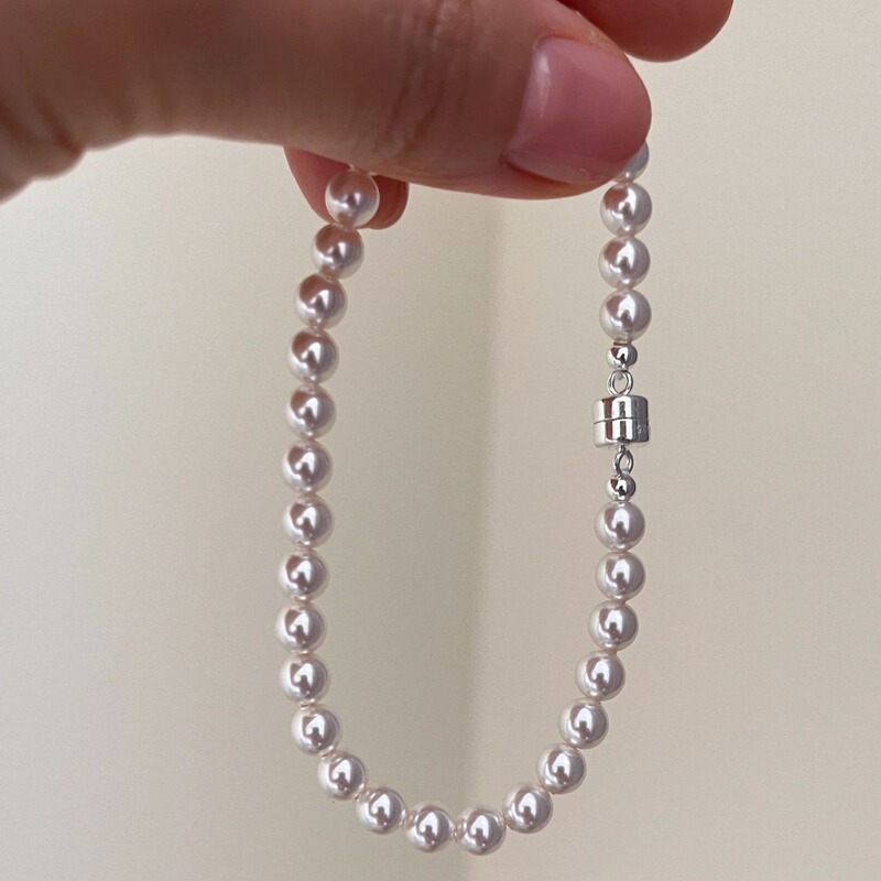 S925 Sterling Silver Shijiaao White Pearl Bracelet for Women, Light Luxury Ins Niche Design, High-End, Exquisite and Simple Jewelry