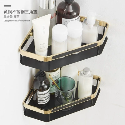 Bathroom Black Golden Triangle Board Blossom Blue bathroom corner frame wall -mounted shower shower shower gel storage rack