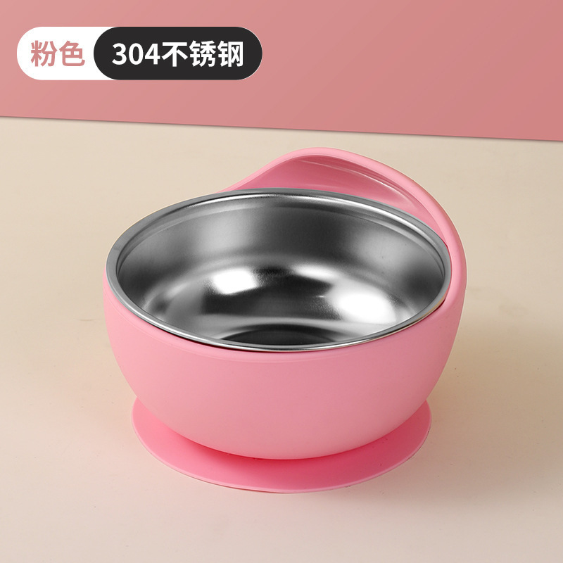 子供用食事皿ステンレス304家庭用吸盤式取り外し可能幼稚園円形分格皿パーマ防止蒸煮可能|undefined