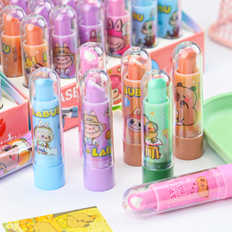 Cartoon Labubu Lipstick Eraser Cute Capibara High-Looking Clean and Less Crumbs Student Eraser