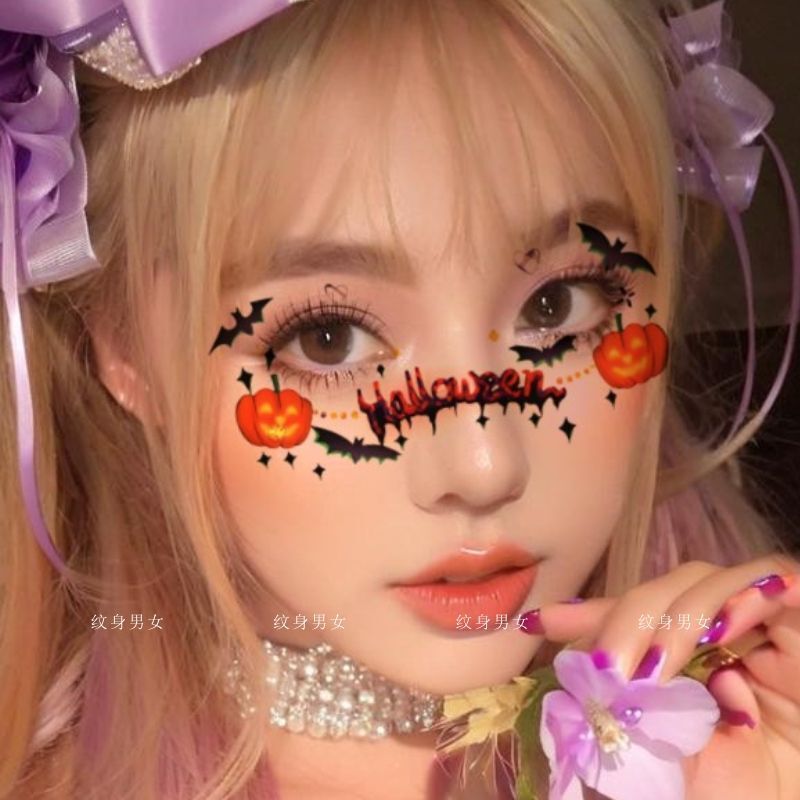 Halloween Decorations Pumpkin Bat Disposable Washable Face Stickers Tattoo Stickers Party Makeup Props