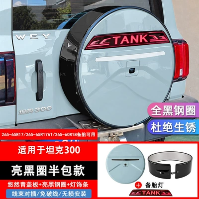 Cover, Large g Model Tank 300 – Spare wheel cover - 13-24-tank-300-spare-tire-cover-cyanbright-black-circlewith-light