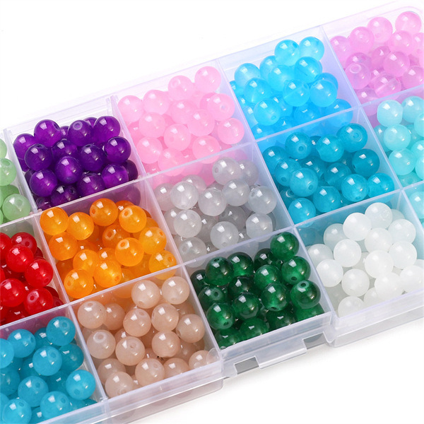 glass round beads jade