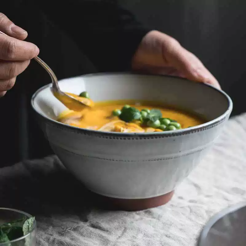 Ceramic big soup bowl, tableware, megaphone