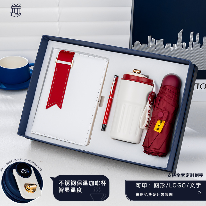 Taza de café con bolígrafo con hebilla plateada roja DD 6 sombrilla