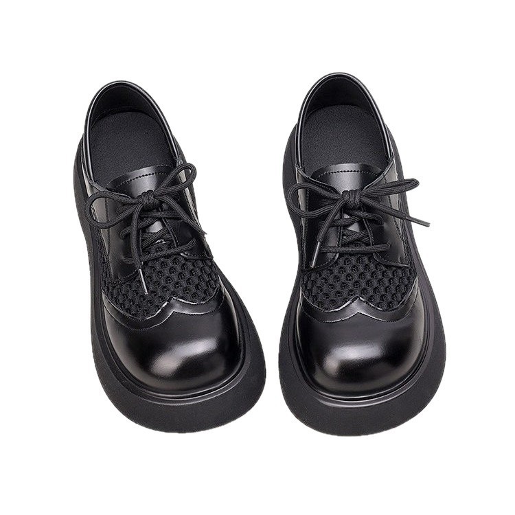 Dos zapatos de malla de aire permeable Lefour para mujeres verano 2026 nuevo aumento de altura de lazos huecos sandalias de sola sola sola suave