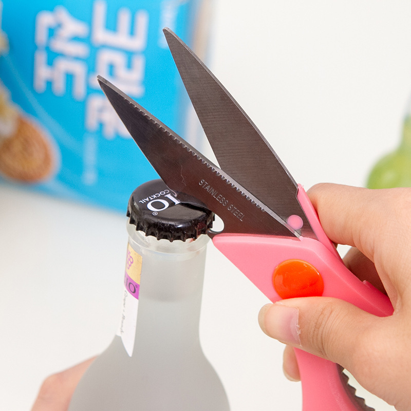 Tijeras de cocina de acero inoxidable multifuncionales como clip de tijeras de apertura creativo para hogares