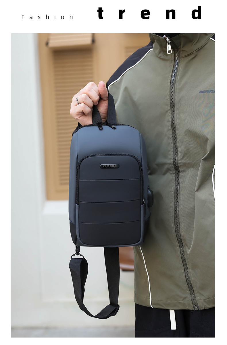 Cross-border chest bag, men's crossbody bag, single-shoulder backpack, multi-functional large-capacity charging crossbody small bag, messenger bag, men's bag undefined